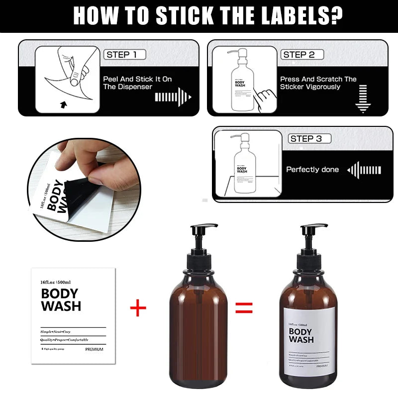 Soap Dispenser Brown Wall Mounted Shampoo Shower Gel Lotion Refillable Empty Bottle with Label Tray Kitchen Accessories 500ML