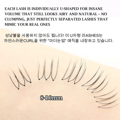 100 Clusters U-Shaped K-Pop Lashes C Curl Natural Volume False Eyelashes Small Flame Under Eyelashes DIY Idol Eyelash Extension