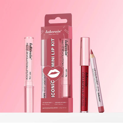 Lipliner&Lipstick Lip Gloss Set 3pcs/set Waterproof Long Lasting Lip Makeup Matte Travel Mini Set Women's Makeup Cosmetics