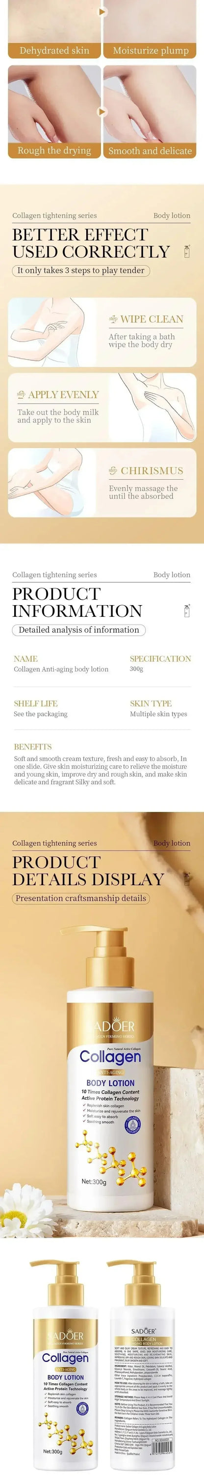 Collagen Milk Bleaching Face Body Cream Whitening Skin Moisturizing Lotion Lightening Care
