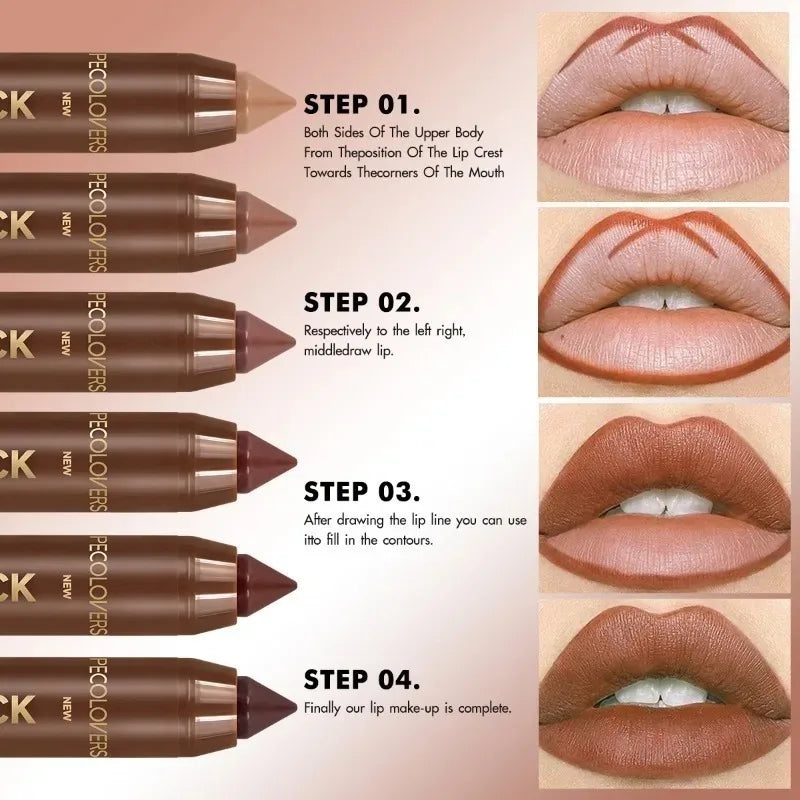 1SET Lip Liner Pencil Set, Lip Liner with Lip Gloss, Outline Lip Contour, Moisturize Lips, Full Andarming Lips, Lip Makeup