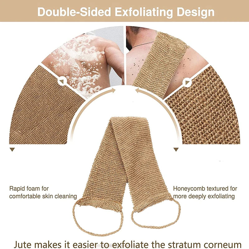 Body Scrub Beauty Health Bath and Body Care Jute Bath Towel Shower Towel Back Body Exfoliating Belt Shower Scrubber