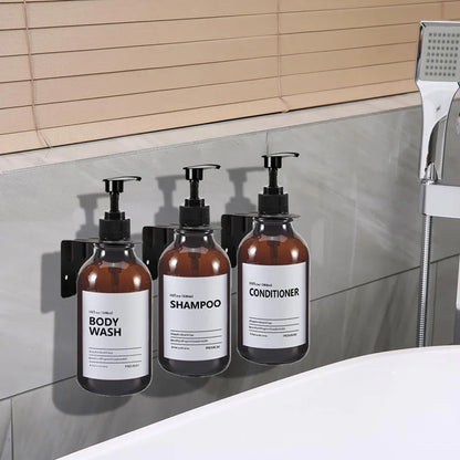 Soap Dispenser Brown Wall Mounted Shampoo Shower Gel Lotion Refillable Empty Bottle with Label Tray Kitchen Accessories 500ML