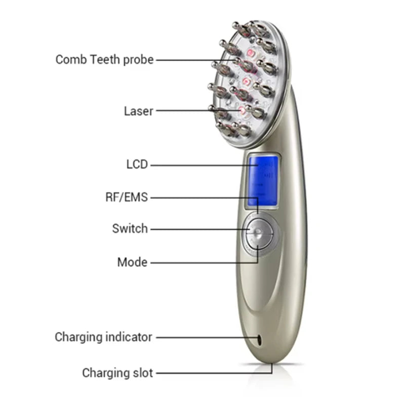 Electric Laser Hair Growth Comb Anti Hair Loss Massage Therapy Infrared RF Red Light EMS Vibration Massager Hair Brush Hair Care