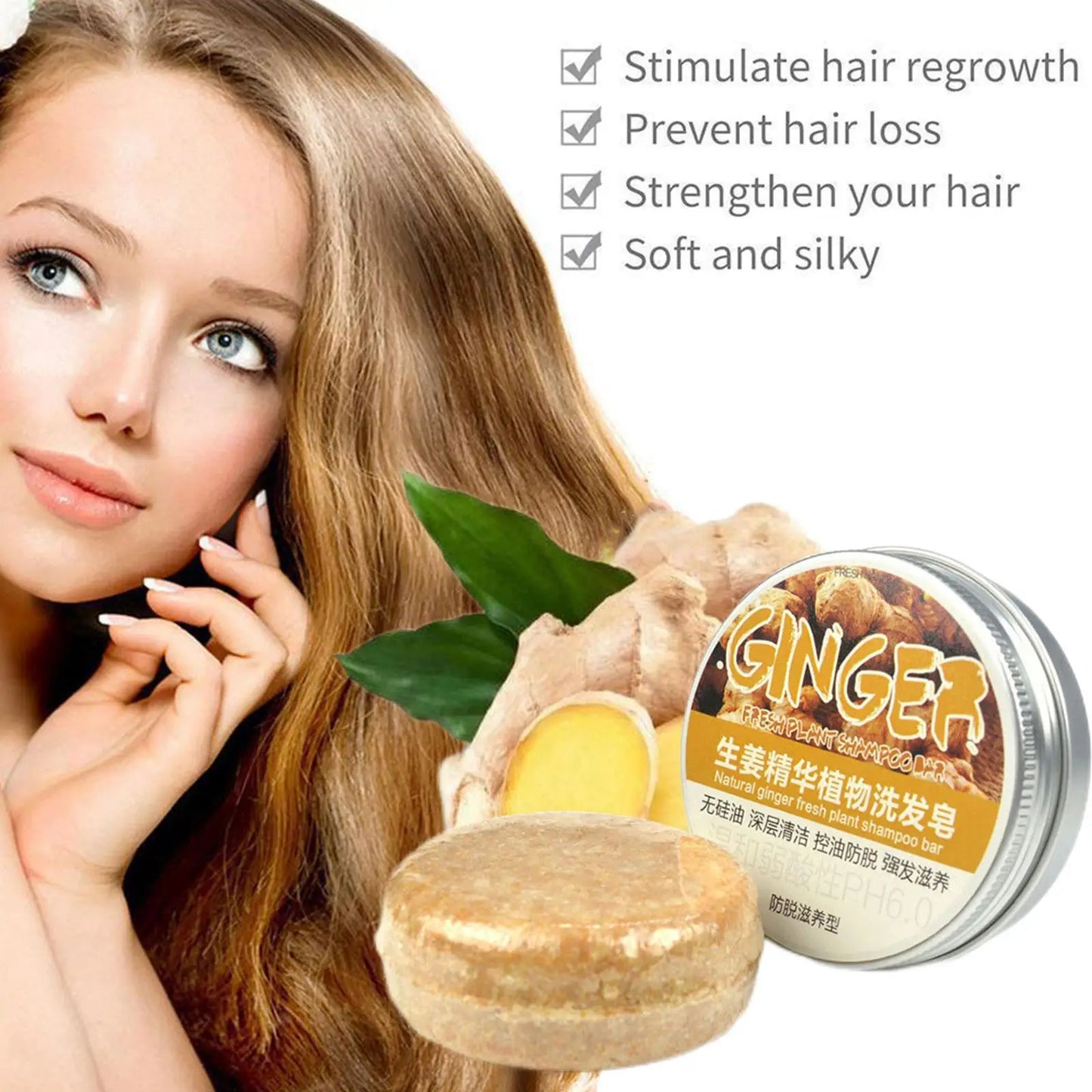1/3/5/10pcs Ginger Polygonum Soap Shampoo Soap Cold Processed Soap Hair Shampoo Bar Pure Plant Hair Shampoos Hair Care