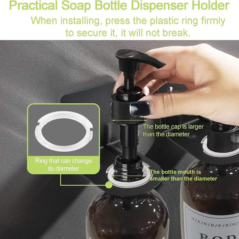 Soap Dispenser Brown Wall Mounted Shampoo Shower Gel Lotion Refillable Empty Bottle with Label Tray Kitchen Accessories 500ML