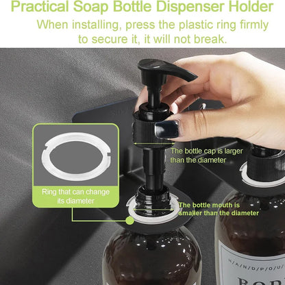 Soap Dispenser Brown Wall Mounted Shampoo Shower Gel Lotion Refillable Empty Bottle with Label Tray Kitchen Accessories 500ML