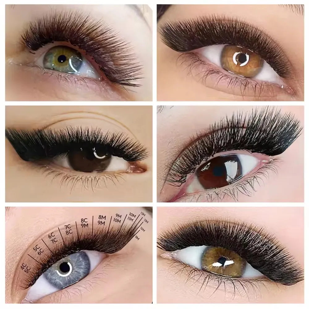 MASSCAKU LU/L Curl YY 3D 4D 5D W Style Lash Extension Handcrafted Soft Fiber Natural Lash Effect Mixed 8–15mm Length for Salon